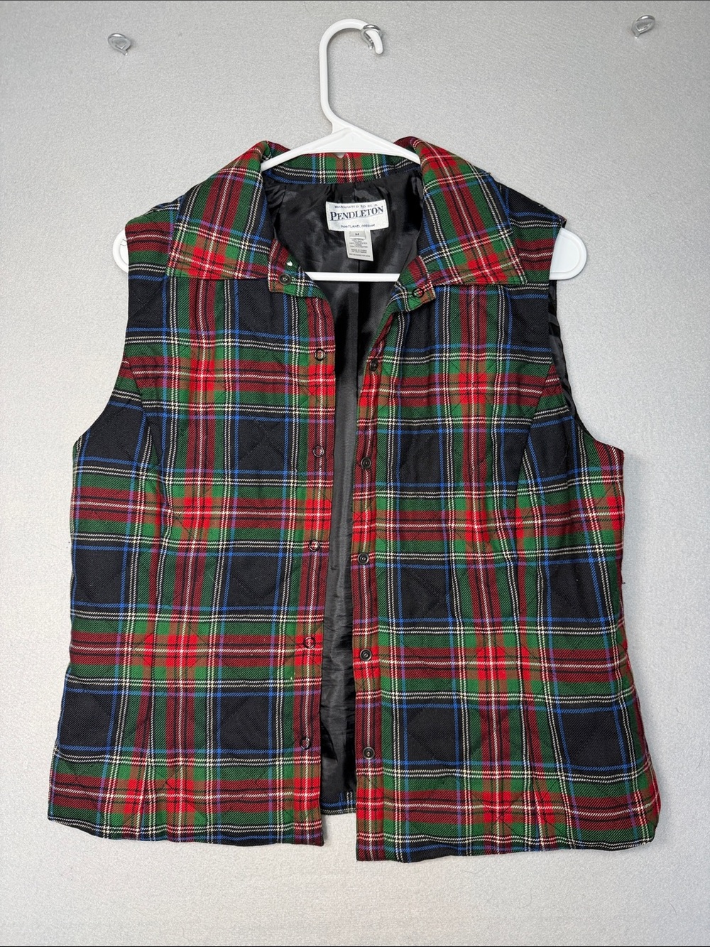 Vintage Pendleton Red, Green & Blue Plaid Button-Front Vest